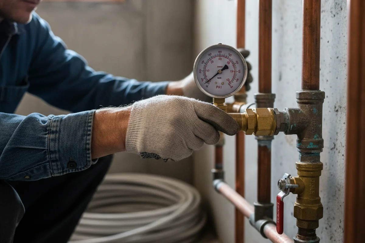 Pressure testing a repaired line during Water Line Repair in Key Colony Beach